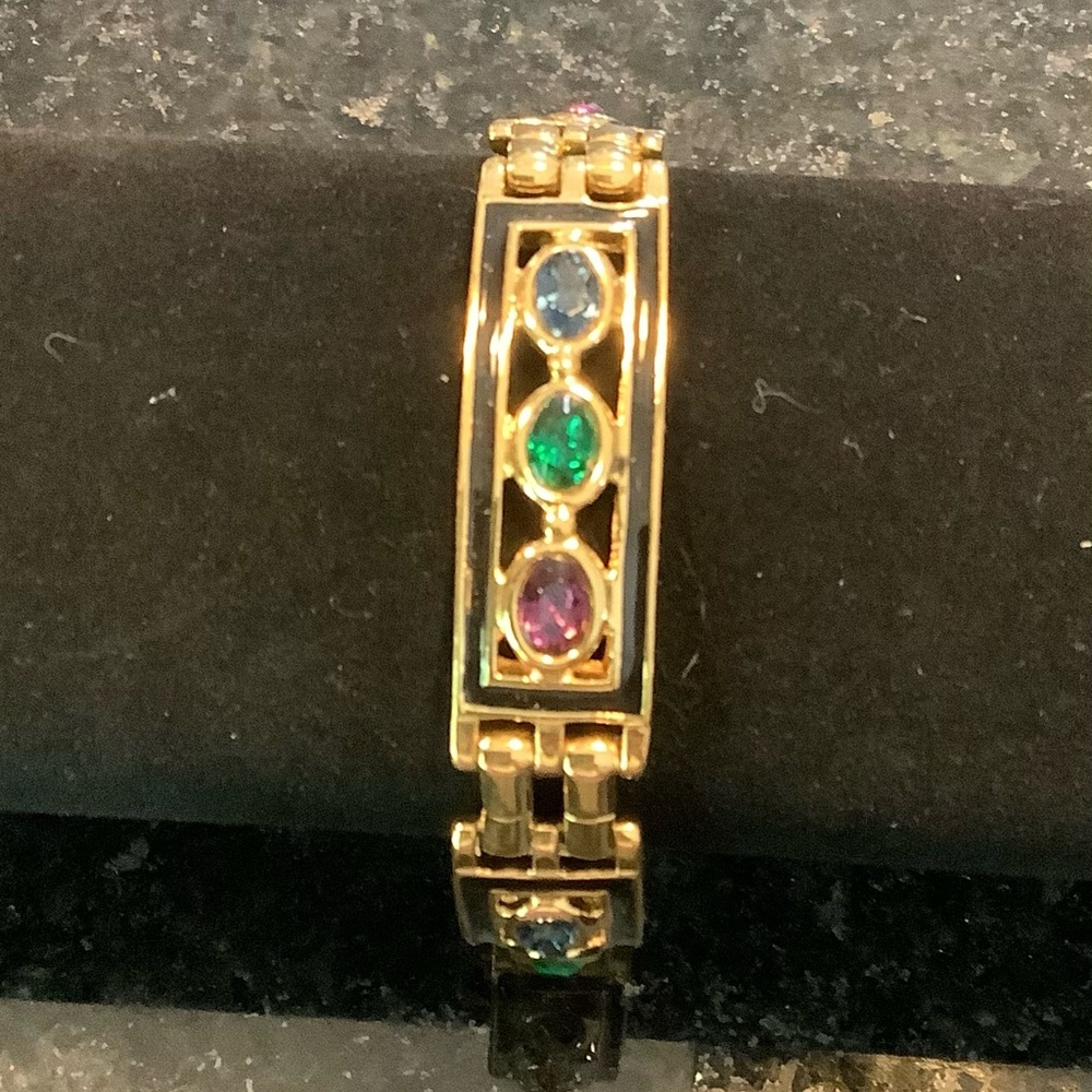 Bijoux Cascio Italy Gold-tone 4 Link Bracelet with Multicolor Gemstones 7”